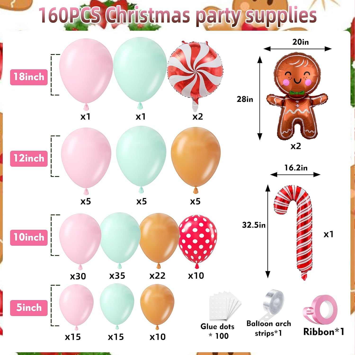 160Pcs Christmas Balloon Arch  - Balloon Arch Kit recension och pris