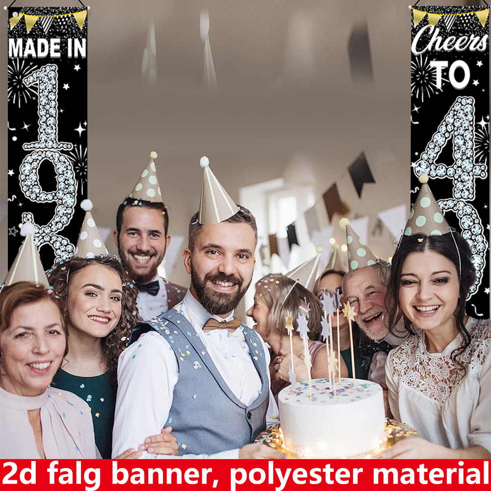 2Pcs 2D Flat 40th Birthday Ban - Party Banner Gold recension och pris