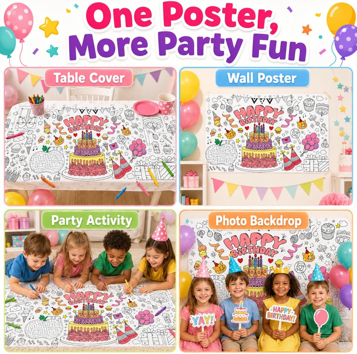 Kids Giant Coloring Poster DIY - Table Cloth Disposable recension och pris