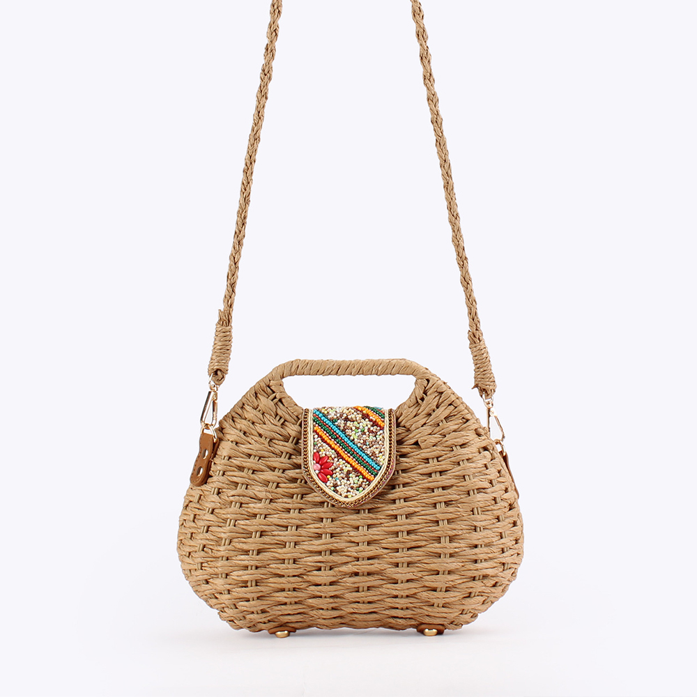 Color Beads Women Handbags Han - Paper Straw Color recension och pris