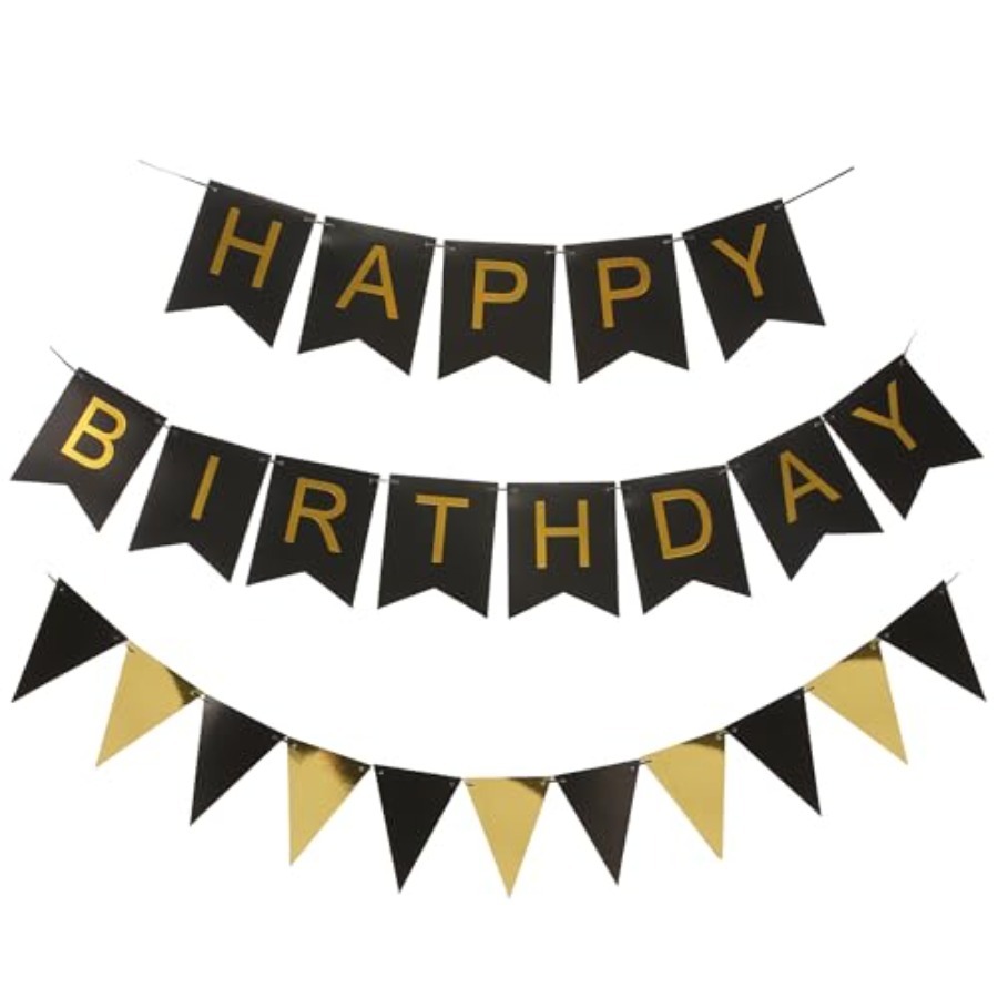 Black and Gold Striped Banner  - Party Banner Gold recension och pris